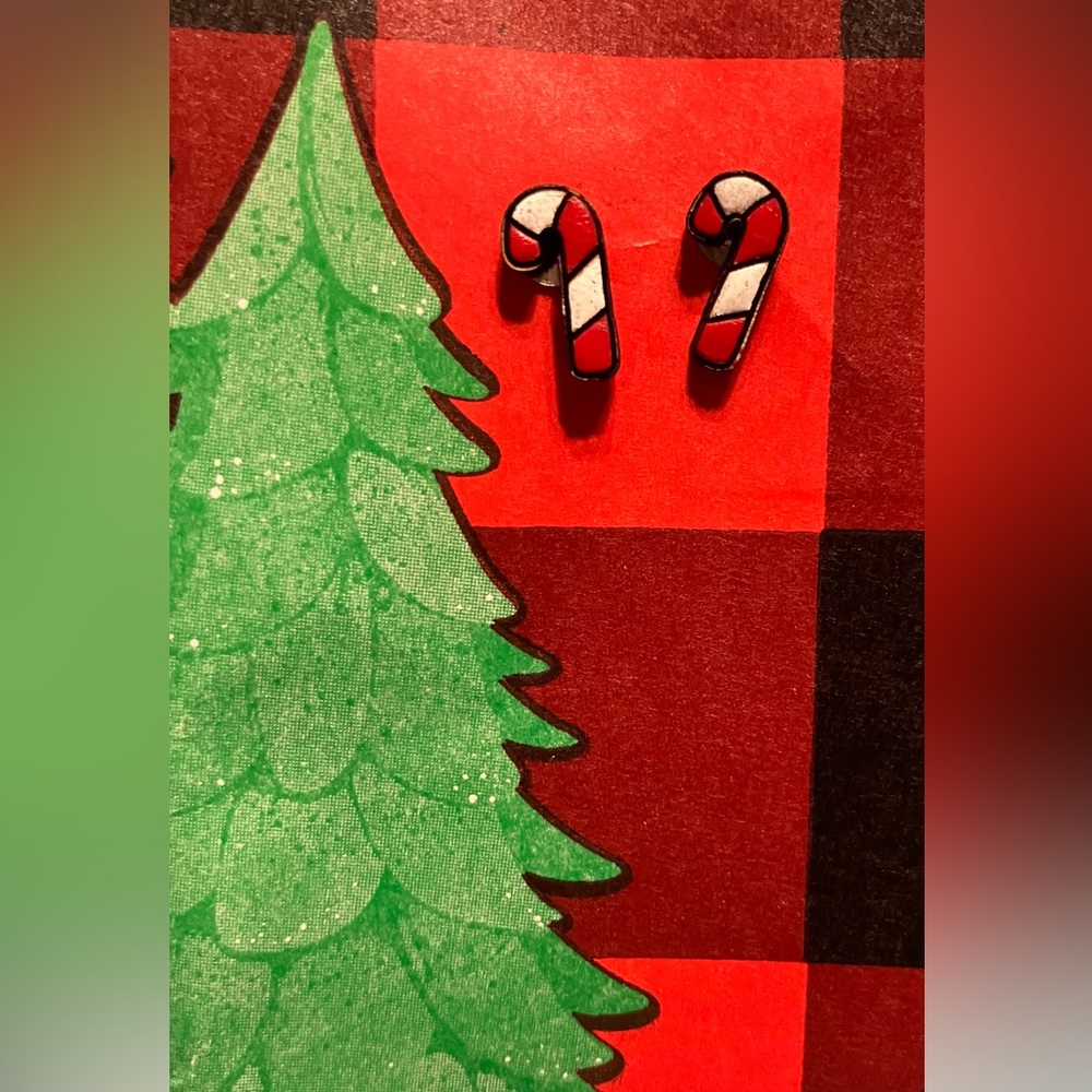 Handmade Candy Cane Earrings-Christmas-Laser